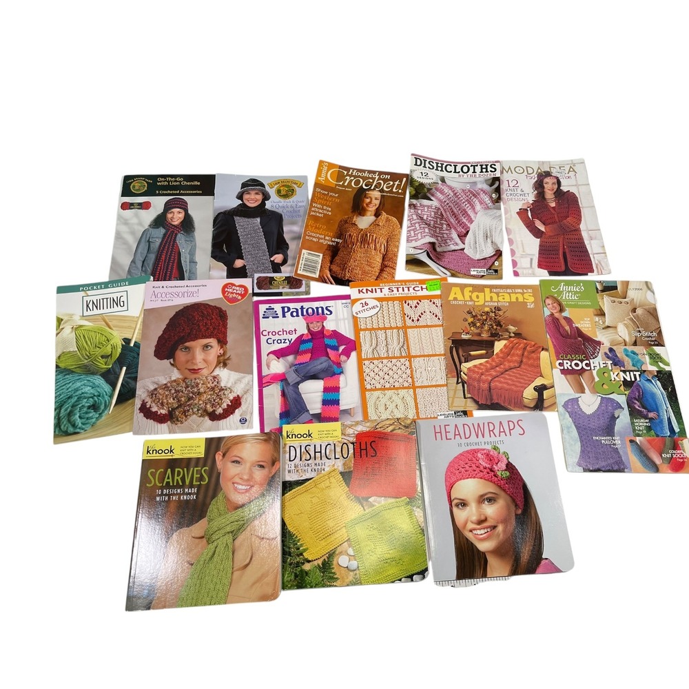 Patons Leisure Arts Multi Pattern Booklets Crochet Knit Afghan Scarf Grannycore